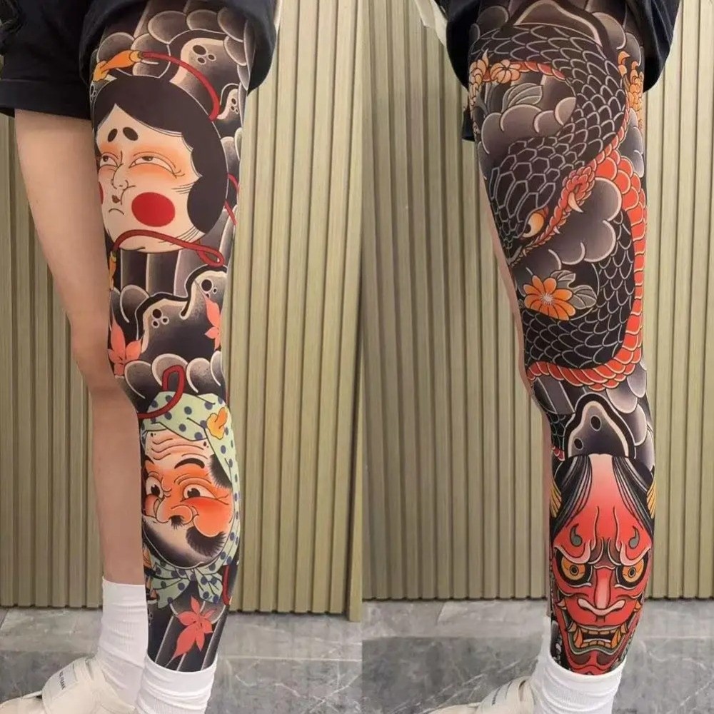 Fishing Socks - Nieuwe volledige been nep-tatoeage sokken bedrukte